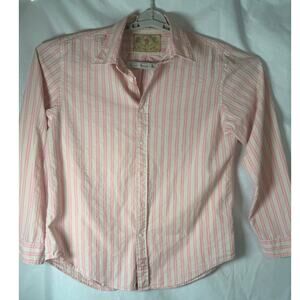 Polo Jeans Co Ralph Lauren Pink Cream Striped Button Front Shirt Women’s L